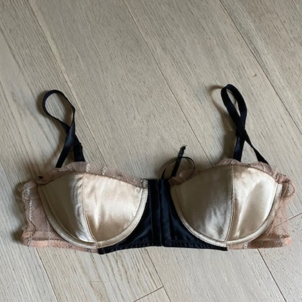 Kiki de Montparnasse black corset silk bra 34B
